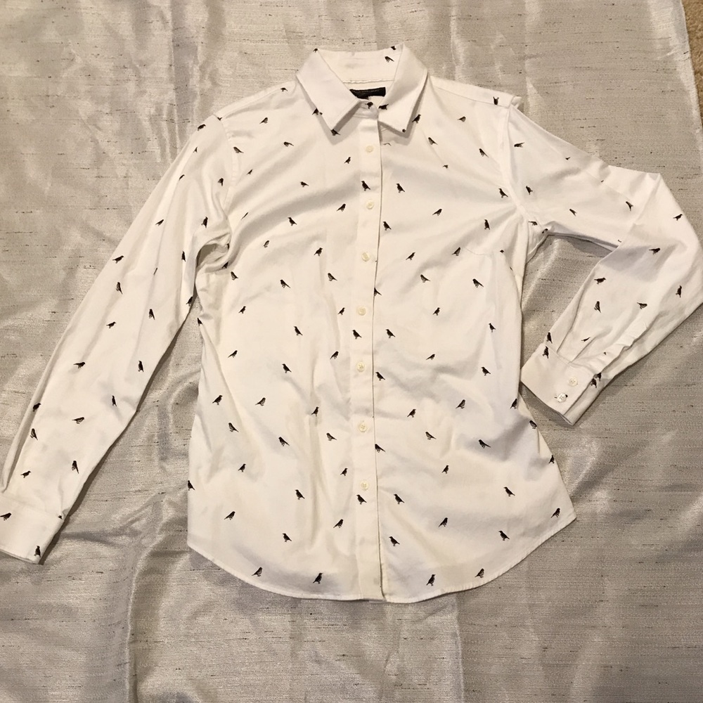 Banana Republic Factory Tailored Bird Print Shirt